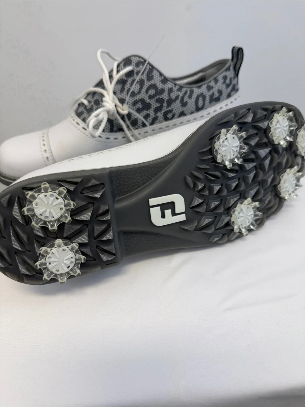 NWT FootJoy DryJoys Premiere Series White Leopard Leather Golf Shoes 7